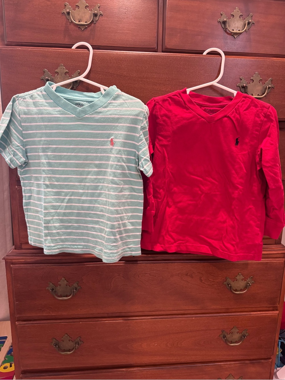 Polo by Ralph Lauren Kids Short-Sleeve Tees in Mint Stripe & Red Bundle 3T & 4T